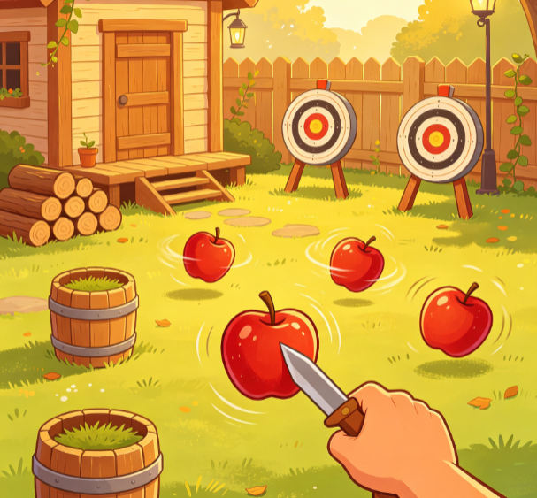 Wooden Cabin Courtyard Knife Throwing Training